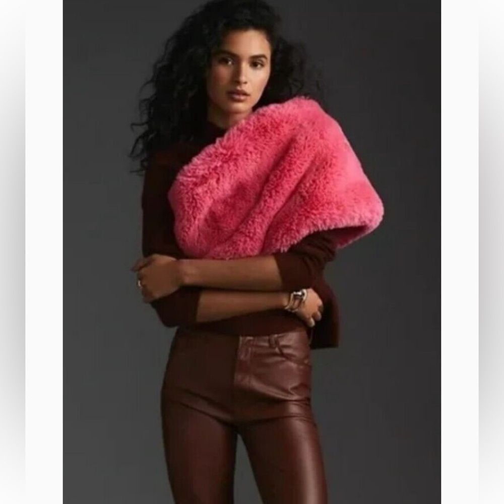 Anthropologie Maeve Faux Fur Wrap/Scarf Pink